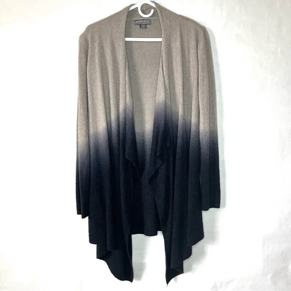 Barefoot Dreams Cozychic Lite Calypso Wrap Ombre Cardigan SZ S / M Grey Black - Picture 2 of 10